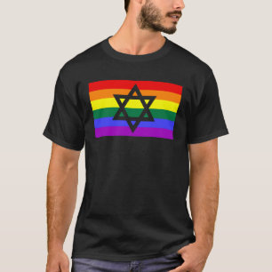 Jewish Hebrew Hanukkah Menorah LGBTQ Gay Pride Fla T-Shirt