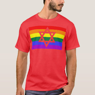 Jewish Hebrew Hanukkah Menorah LGBTQ Gay Pride Fla T-Shirt