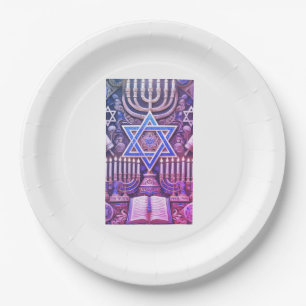 Jewish Hebrew Menorah Judaism Paper Plate