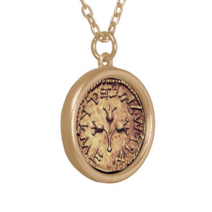 Jewish Heritage Dark Gold Coin Necklace