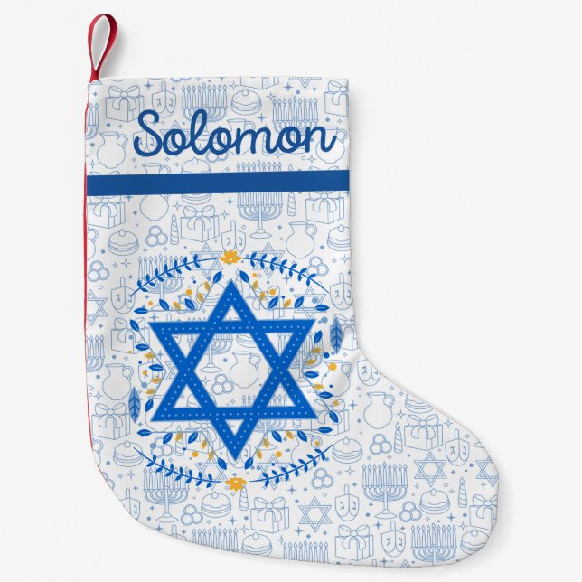 Jewish Holiday Delights Hanukkah Chanukkah Menorah Small Christmas Stocking (Front)