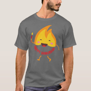 Jewish Holiday Hanukkah Candle Flame Saying Happy T-Shirt
