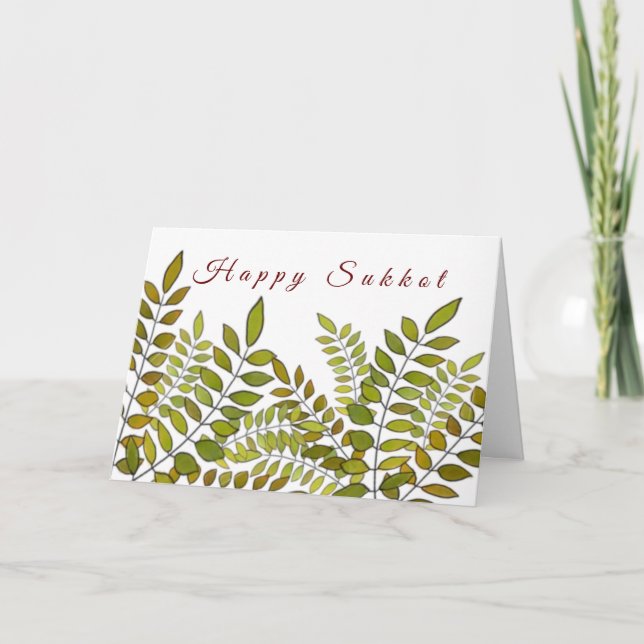 Jewish holiday Happy Sukkoth leaves and lemon Card (Front)