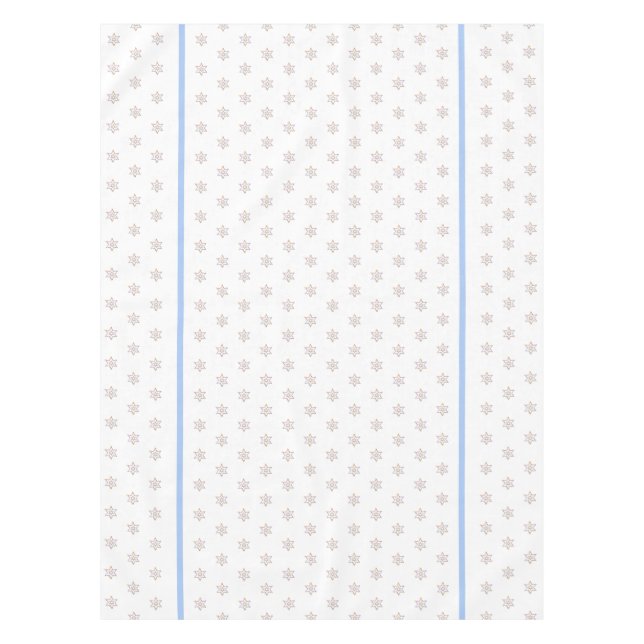Jewish Holiday Tablecloth Stars & Pale Blue Edging (Front)