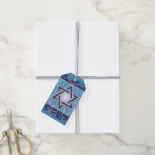 Jewish Holidays Events Star of David Blue Gold  Gift Tags