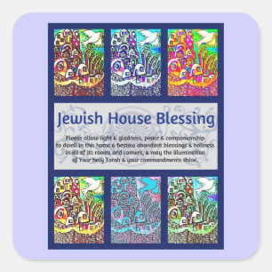 Jewish House Blessing City Of Jerusalem Square Sticker
