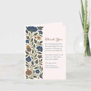 Jewish Inspired Floral Sympathy Shiva Funeral Thank You Card