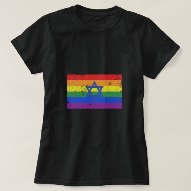 Jewish Israel LGBT Gay Pride Flag T-Shirt (Design Front)