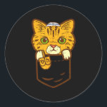 Jewish Kitten Cket Cat Menorah Hanukkah Pajamas Ch Classic Round Sticker<br><div class="desc">Jewish Kitten Cket Cat Menorah Hanukkah Pajamas Chanukah</div>