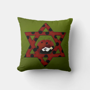 Jewish Ladybug Star of David Cushion