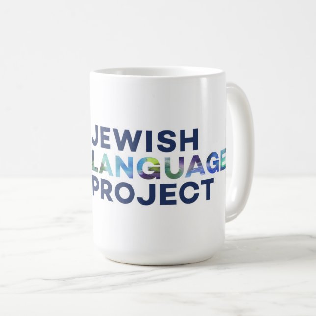 Jewish Language Project rectangle logo Coffee Mug (Front Right)
