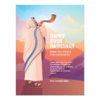 Jewish Man Blowing the Shofar Ram's Horn