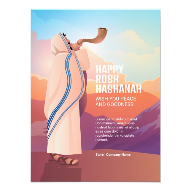 Jewish Man Blowing the Shofar Ram's Horn Photo Print (Front)