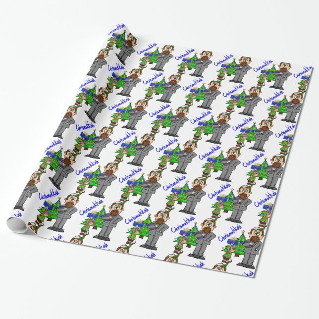 Jewish Man Elf Chrismukkah Wrapping Paper (Unrolled)