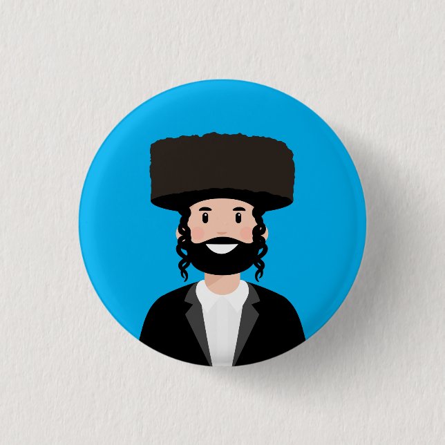 Jewish Man in Shtreimel hat 3 Cm Round Badge (Front)