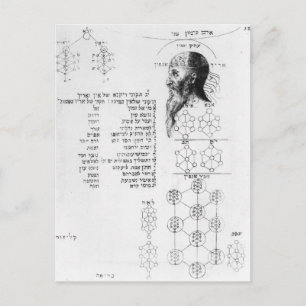 Jewish manuscript illustrating phrenology postcard