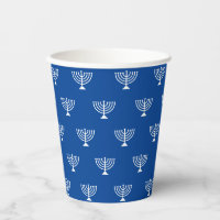 Jewish menorah blue and white pattern Rosh Hashana