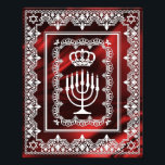 Jewish Menorah Crown Faux Lace Papercut Art Print<br><div class="desc">Display this stunning art print in the frame of your choosing.  This white faux lace papercut design can be placed on any background texture or colour of your choosing.</div>
