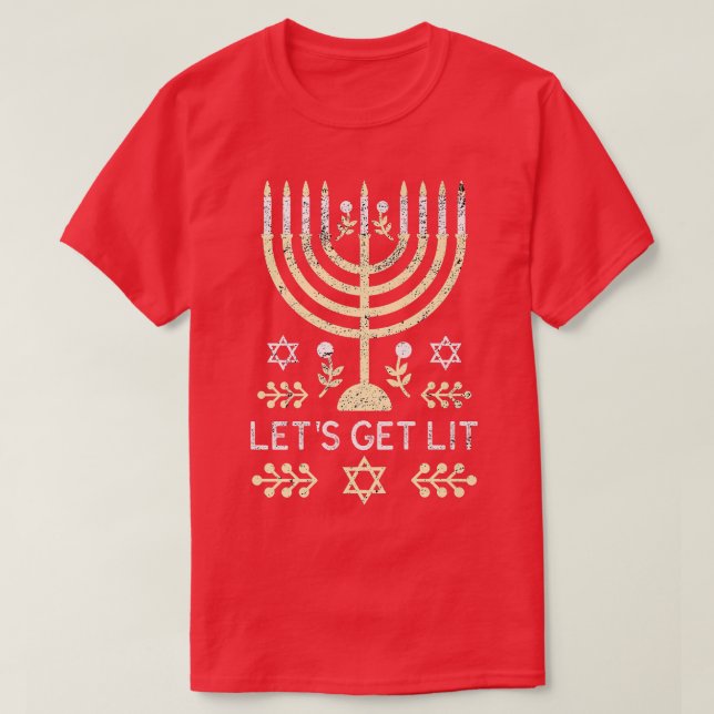 Jewish Menorah Funny Hanukkah  T-Shirt (Design Front)