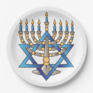 Jewish Menorah Paper Plate