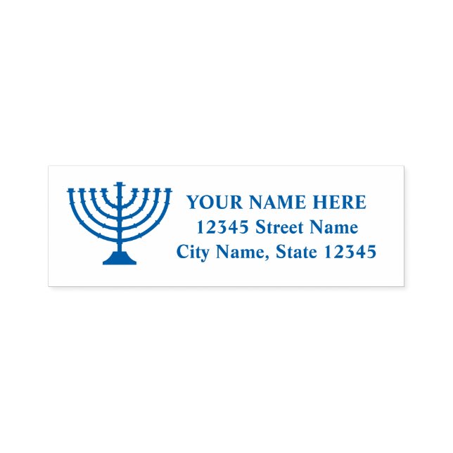 Jewish menorah self inking return address stamps (Design)