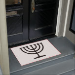 Jewish Menorah (Symbol of Judaism) Doormat<br><div class="desc">This design features an illustration of a menorah, used by Jewish people to celebrate the eight-day holiday of Hanukkah. The menorah is a nine-branched candelabrum that is lit during Hanukkah. Eight of the nine branches hold lights (candles or oil lamps) that symbolise the eight nights of the holiday; on each...</div>