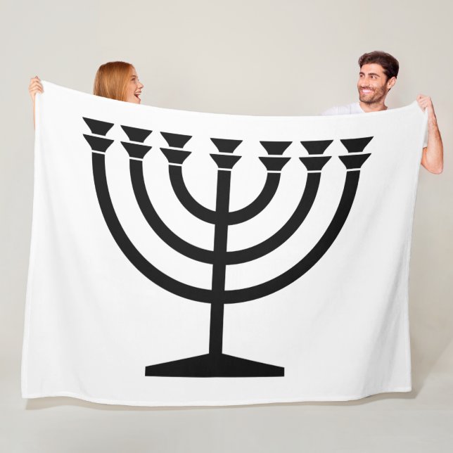 Jewish Menorah (Symbol of Judaism) Fleece Blanket (In Situ)