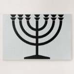 Jewish Menorah (Symbol of Judaism) Jigsaw Puzzle<br><div class="desc">This design features an illustration of a menorah, used by Jewish people to celebrate the eight-day holiday of Hanukkah. The menorah is a nine-branched candelabrum that is lit during Hanukkah. Eight of the nine branches hold lights (candles or oil lamps) that symbolise the eight nights of the holiday; on each...</div>