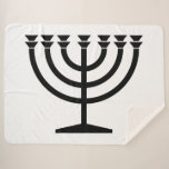 Jewish Menorah (Symbol of Judaism) Sherpa Blanket<br><div class="desc">This design features an illustration of a menorah, used by Jewish people to celebrate the eight-day holiday of Hanukkah. The menorah is a nine-branched candelabrum that is lit during Hanukkah. Eight of the nine branches hold lights (candles or oil lamps) that symbolize the eight nights of the holiday; on each...</div>