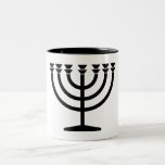 Jewish Menorah (Symbol of Judaism) Two-Tone Coffee Mug<br><div class="desc">This design features an illustration of a menorah, used by Jewish people to celebrate the eight-day holiday of Hanukkah. The menorah is a nine-branched candelabrum that is lit during Hanukkah. Eight of the nine branches hold lights (candles or oil lamps) that symbolise the eight nights of the holiday; on each...</div>