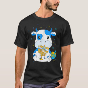 Jewish Milk Cow Hanukkah Decorations Menorah Dreid T-Shirt