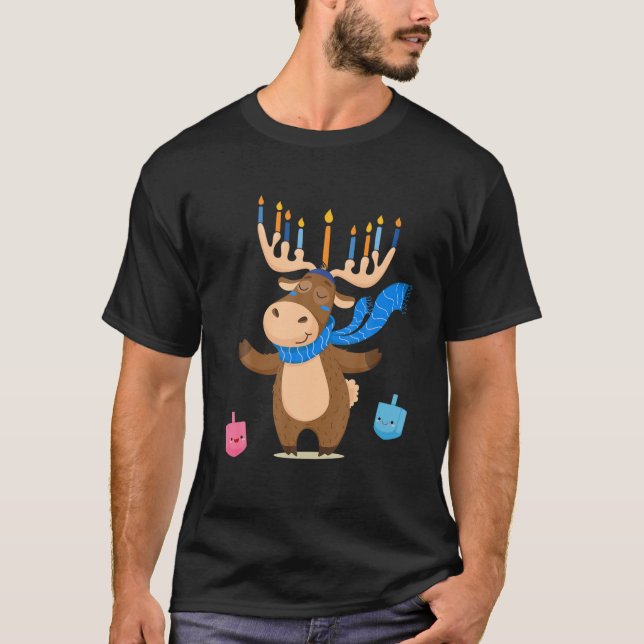 Jewish Moose Funny Hanukkah Moose Girl Women Pajam T-Shirt (Front)