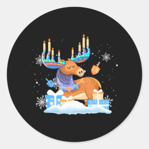 Jewish Moose Funny Hanukkah Moose Pyjamas Girls Classic Round Sticker