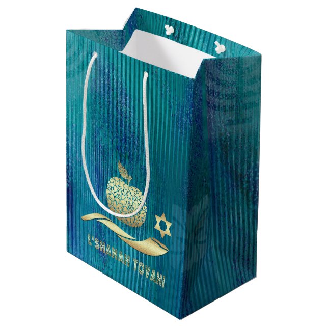 Jewish New Year | Rosh Hashanah Medium Gift Bag (Back Angled)