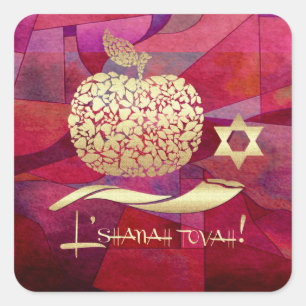 Jewish New Year Rosh Hashanah Square Sticker