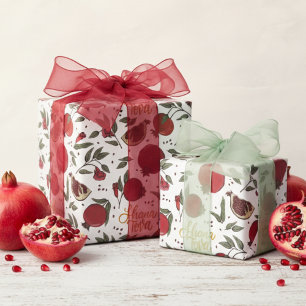 Jewish New Year Shana Tova Pomegranate Wrapping Paper