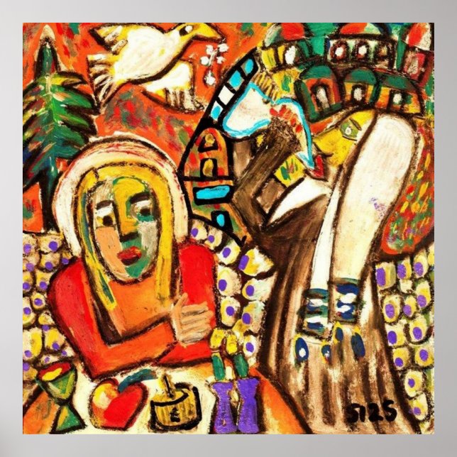 Jewish New Year Sounding The Shofar Poster (Front)