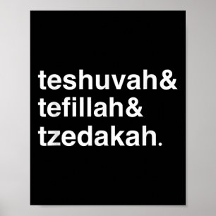 Jewish New Year Yom Kippur Teshuvah Tefillah Tzeda Poster