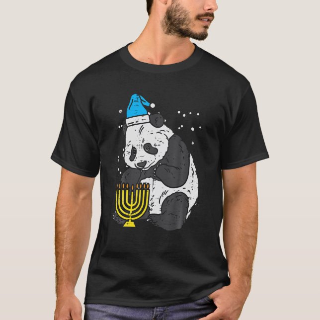 Jewish Panda Menorah Cute Hanukkah Chanukah Bear A T-Shirt (Front)