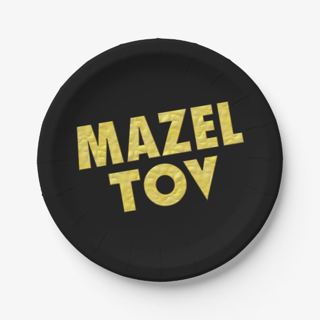 Jewish Party Decorations-Mazel Tov Paper Plate (Front)