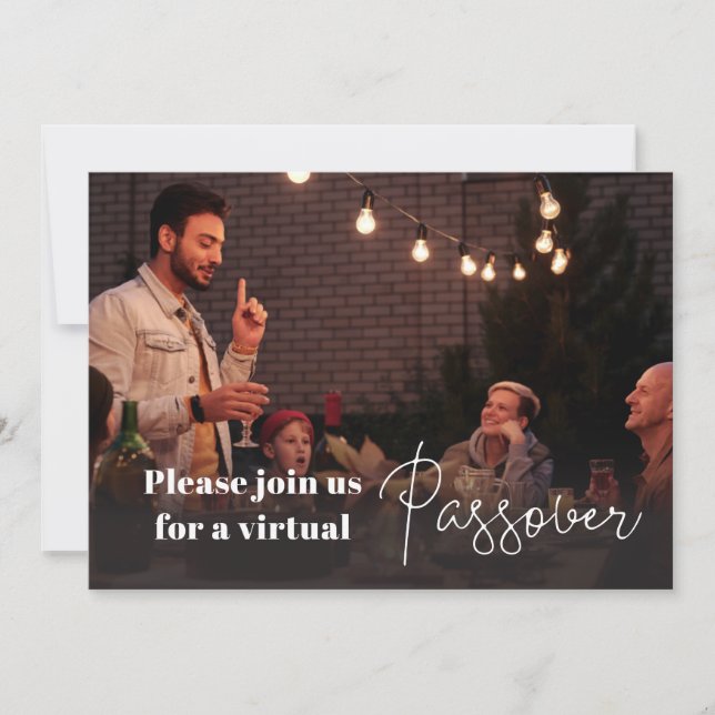 Jewish Passover Family Photo Virtual Invitation (Front)