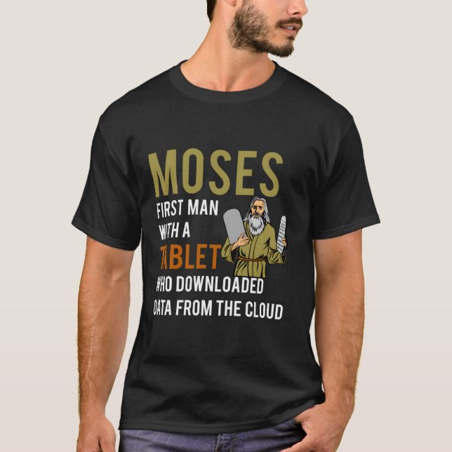 Jewish Passover Moses Tablet Data Cloud Computing T-Shirt (Front)