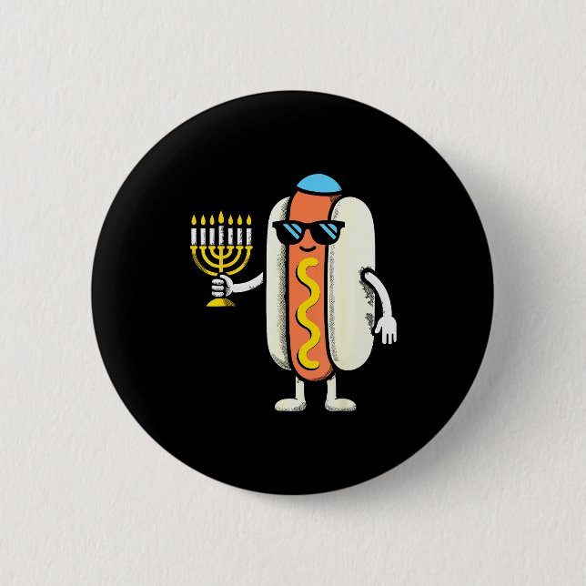 Jewish Pjs Hotdog Funny Food Hanukkah Pajamas Chan 6 Cm Round Badge (Front)