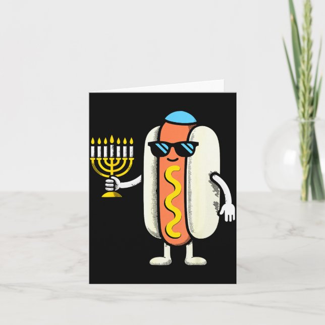 Jewish Pjs Hotdog Funny Food Hanukkah Pajamas Chan Card (Front)