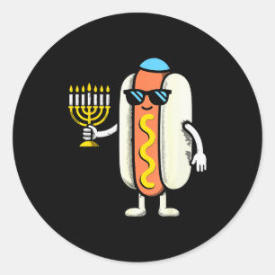 Jewish Pjs Hotdog Funny Food Hanukkah Pajamas Chan Classic Round Sticker