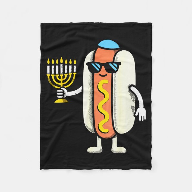 Jewish Pjs Hotdog Funny Food Hanukkah Pajamas Chan Fleece Blanket (Front)