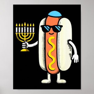 Jewish Pjs Hotdog Funny Food Hanukkah Pajamas Chan Poster