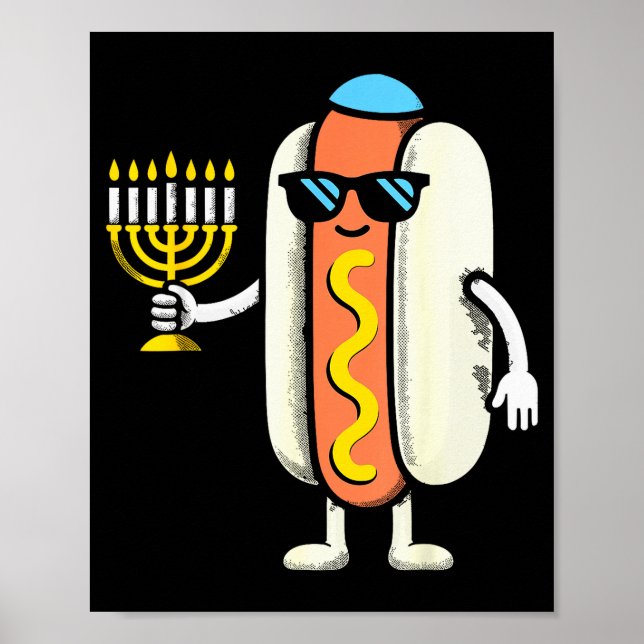 Jewish Pjs Hotdog Funny Food Hanukkah Pajamas Chan Poster (Front)