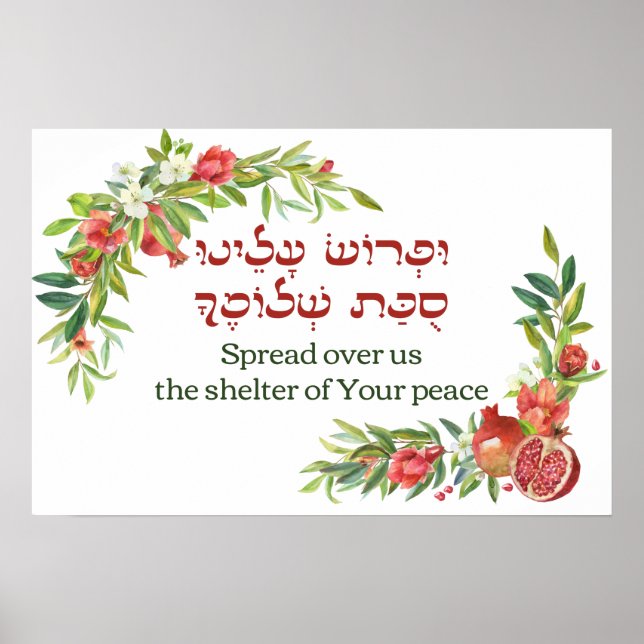 Jewish Prayer quote -Sukkat Shlomecha - for Sukkot Poster (Front)
