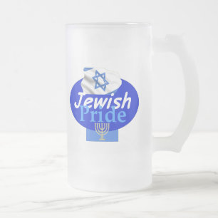 JEWISH PRIDE FROSTED GLASS BEER MUG